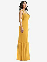 Side View Thumbnail - NYC Yellow Tie-Shoulder Bustier Bodice Ruffle-Hem Maxi Dress