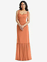 Alt View 2 Thumbnail - Sweet Melon Tie-Shoulder Bustier Bodice Ruffle-Hem Maxi Dress