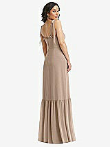 Rear View Thumbnail - Topaz Tie-Shoulder Bustier Bodice Ruffle-Hem Maxi Dress