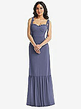 Alt View 2 Thumbnail - French Blue Tie-Shoulder Bustier Bodice Ruffle-Hem Maxi Dress