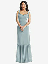 Alt View 2 Thumbnail - Morning Sky Tie-Shoulder Bustier Bodice Ruffle-Hem Maxi Dress