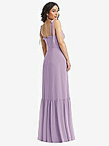 Rear View Thumbnail - Pale Purple Tie-Shoulder Bustier Bodice Ruffle-Hem Maxi Dress