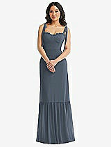 Alt View 2 Thumbnail - Silverstone Tie-Shoulder Bustier Bodice Ruffle-Hem Maxi Dress