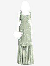 Front View Thumbnail - Vintage Primrose Sage Tie-Shoulder Bustier Bodice Ruffle-Hem Maxi Dress