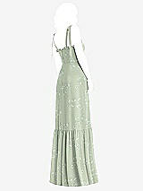 Rear View Thumbnail - Vintage Primrose Sage Tie-Shoulder Bustier Bodice Ruffle-Hem Maxi Dress