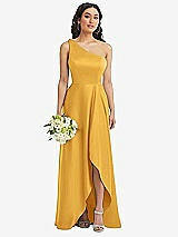 Alt View 1 Thumbnail - NYC Yellow One-Shoulder High Low Maxi Dress with Pockets