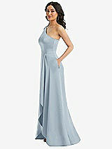 Side View Thumbnail - Mist One-Shoulder High Low Maxi Dress with Pockets