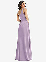 Rear View Thumbnail - Pale Purple One-Shoulder High Low Maxi Dress with Pockets
