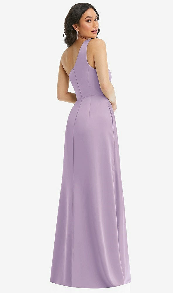 Back View - Pale Purple One-Shoulder High Low Maxi Dress with Pockets