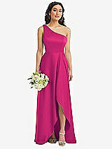 Alt View 1 Thumbnail - Think Pink One-Shoulder High Low Maxi Dress with Pockets