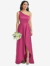 Alt View 1 Thumbnail - Tea Rose One-Shoulder High Low Maxi Dress with Pockets