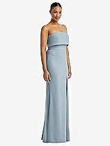 Side View Thumbnail - Mist Strapless Overlay Bodice Crepe Maxi Dress with Front Slit