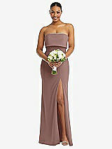 Alt View 2 Thumbnail - Sienna Strapless Overlay Bodice Crepe Maxi Dress with Front Slit