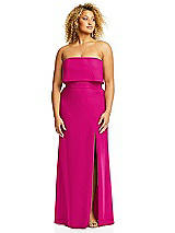 Alt View 3 Thumbnail - Think Pink Strapless Overlay Bodice Crepe Maxi Dress with Front Slit