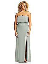 Alt View 3 Thumbnail - Willow Green Strapless Overlay Bodice Crepe Maxi Dress with Front Slit