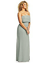 Alt View 4 Thumbnail - Willow Green Strapless Overlay Bodice Crepe Maxi Dress with Front Slit