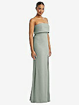 Side View Thumbnail - Willow Green Strapless Overlay Bodice Crepe Maxi Dress with Front Slit