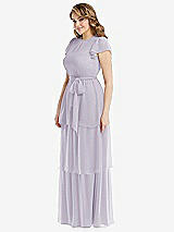 Side View Thumbnail - Moondance Flutter Sleeve Jewel Neck Chiffon Maxi Dress with Tiered Ruffle Skirt