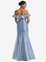 Alt View 5 Thumbnail - Cloudy Off-the-Shoulder Ruffle Neck Satin Trumpet Gown