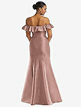 Alt View 5 Thumbnail - Neu Nude Off-the-Shoulder Ruffle Neck Satin Trumpet Gown