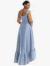 Rear View Thumbnail - Cloudy Cap Sleeve Deep Ruffle Hem Satin High Low Dress with Pockets