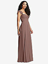 Side View Thumbnail - Sienna Shirred Cross Bodice Lace Up Open-Back Maxi Dress with Flutter Sleeves