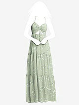 Front View Thumbnail - Vintage Primrose Sage Drawstring Bodice Gathered Tie Open-Back Maxi Dress with Tiered Skirt