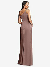 Rear View Thumbnail - Sienna One-Shoulder Draped Skirt Satin Trumpet Gown