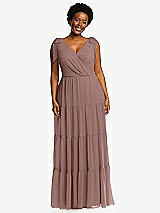 Alt View 1 Thumbnail - Sienna Bow-Shoulder Faux Wrap Maxi Dress with Tiered Skirt