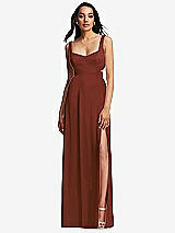 Front View Thumbnail - Auburn Moon Open Neck Cross Bodice Cutout  Maxi Dress with Front Slit