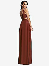 Rear View Thumbnail - Auburn Moon Open Neck Cross Bodice Cutout  Maxi Dress with Front Slit