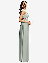 Side View Thumbnail - Willow Green Open Neck Cross Bodice Cutout  Maxi Dress with Front Slit