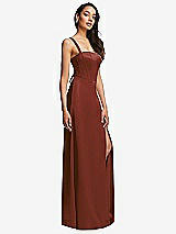 Side View Thumbnail - Auburn Moon Lace Up Tie-Back Corset Maxi Dress with Front Slit