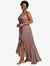 Side View Thumbnail - Sienna Tie-Neck Halter Maxi Dress with Asymmetric Cascade Ruffle Skirt