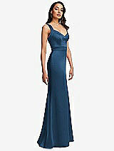 Side View Thumbnail - Dusk Blue Framed Bodice Criss Criss Open Back A-Line Maxi Dress