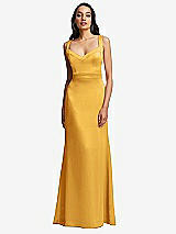 Front View Thumbnail - NYC Yellow Framed Bodice Criss Criss Open Back A-Line Maxi Dress