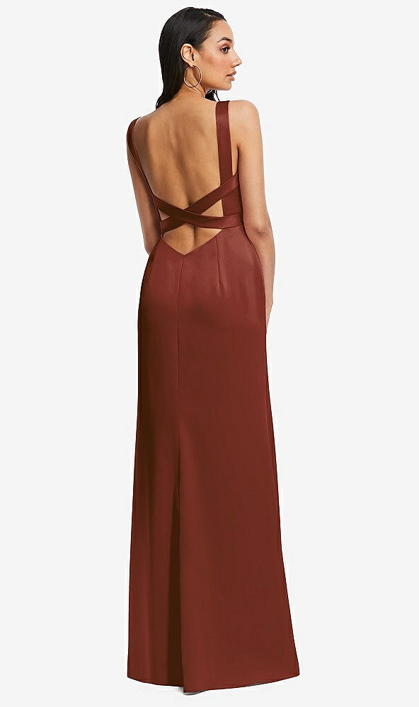 Back View - Auburn Moon Framed Bodice Criss Criss Open Back A-Line Maxi Dress