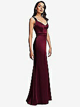 Side View Thumbnail - Cabernet Framed Bodice Criss Criss Open Back A-Line Maxi Dress