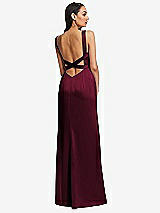 Rear View Thumbnail - Cabernet Framed Bodice Criss Criss Open Back A-Line Maxi Dress