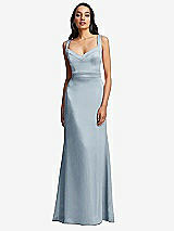 Front View Thumbnail - Mist Framed Bodice Criss Criss Open Back A-Line Maxi Dress