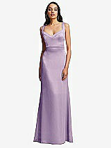 Front View Thumbnail - Pale Purple Framed Bodice Criss Criss Open Back A-Line Maxi Dress