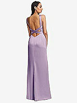 Rear View Thumbnail - Pale Purple Framed Bodice Criss Criss Open Back A-Line Maxi Dress