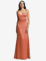 Front View Thumbnail - Terracotta Copper Framed Bodice Criss Criss Open Back A-Line Maxi Dress