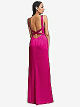 Rear View Thumbnail - Think Pink Framed Bodice Criss Criss Open Back A-Line Maxi Dress