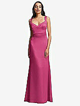 Front View Thumbnail - Tea Rose Framed Bodice Criss Criss Open Back A-Line Maxi Dress