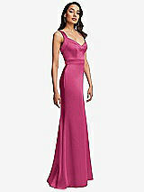 Side View Thumbnail - Tea Rose Framed Bodice Criss Criss Open Back A-Line Maxi Dress