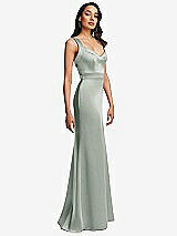 Side View Thumbnail - Willow Green Framed Bodice Criss Criss Open Back A-Line Maxi Dress