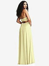 Alt View 7 Thumbnail - Butter Yellow Strapless Empire Waist Cutout Maxi Dress with Covered Button Detail