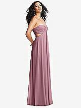 Alt View 4 Thumbnail - Dusty Pink Strapless Empire Waist Cutout Maxi Dress with Covered Button Detail