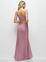 Side View Thumbnail - Dusty Pink Strapless Empire Waist Cutout Maxi Dress with Covered Button Detail